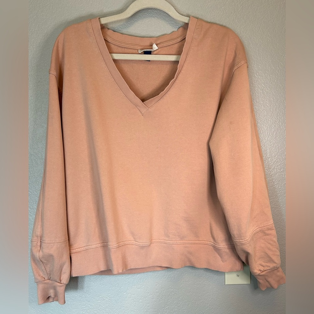 Universal Thread Peach Pullover V-Neck Cotton Fleece Sweatshirt